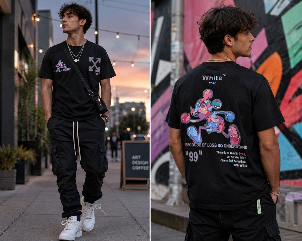 Off-White 2020 Teenager Pivot Tee Black Size L Fits Like Small/Med